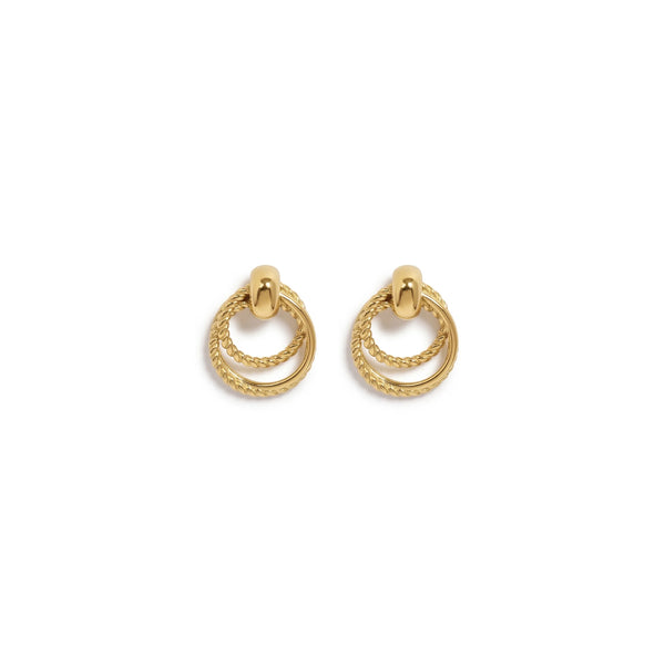 Calastara Twisted Dual Hoop Gold Earrings for Women