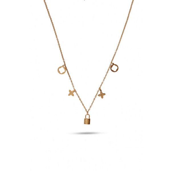 Calastara Lucky Lock Charm Gold Pendant Necklace for Women