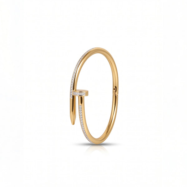 Calastara Luxe Nail Crystal Gold Bracelet for Women