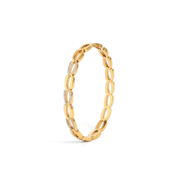 Calastara Luxe Link Crystal Gold Bracelet for Women