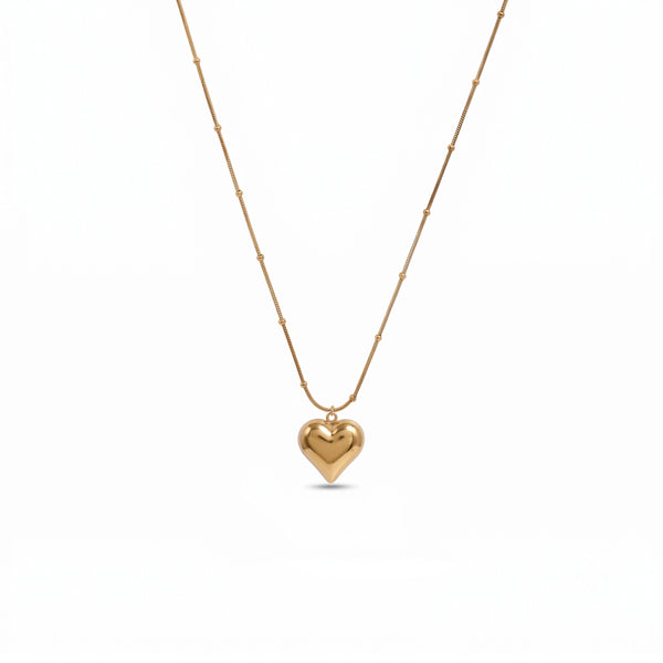 Calastara Puffy Heart Gold Pendant Necklace for Women