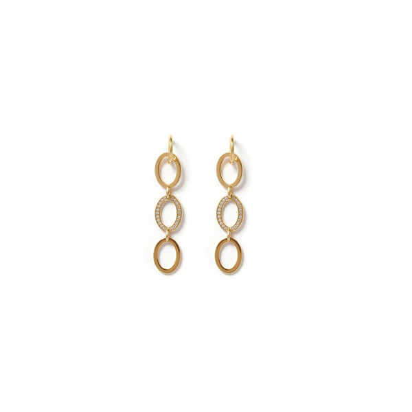 Calastara Crystal Oval Link Gold Drop Earrings for Women