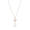 Calastara Rose Gold Geometric Crystal Drop Pendant Necklace for Women
