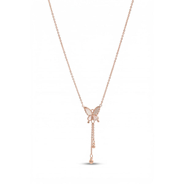 Calastara Flutter Butterfly Rose Gold Pendant Necklace for Women
