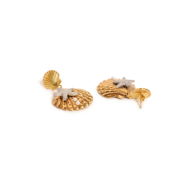Calastara Ocean Shell & Starfish Drop Earrings for Women