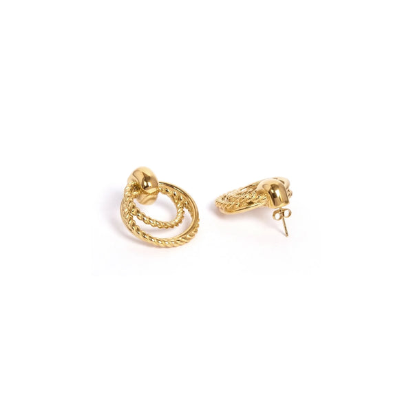 Calastara Twisted Dual Hoop Gold Earrings for Women