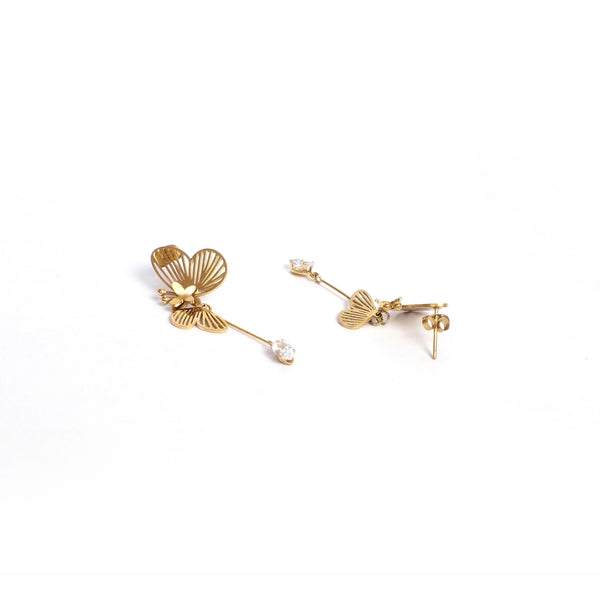 Calastara Flutter Crystal Gold Drop Earrings for Women