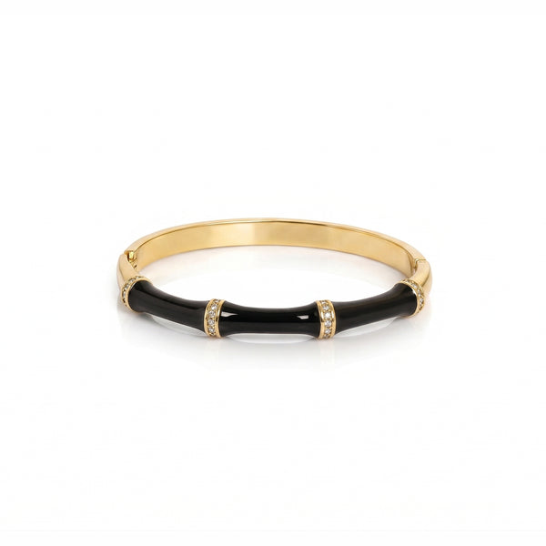 Calastara Noir Bamboo Crystal Gold Bracelet for Women