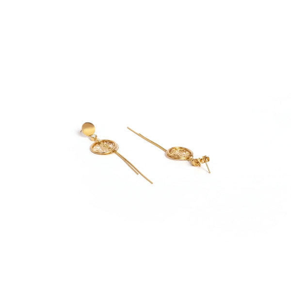 Calastara Celestial Tassel Gold Drop Earrings for Women