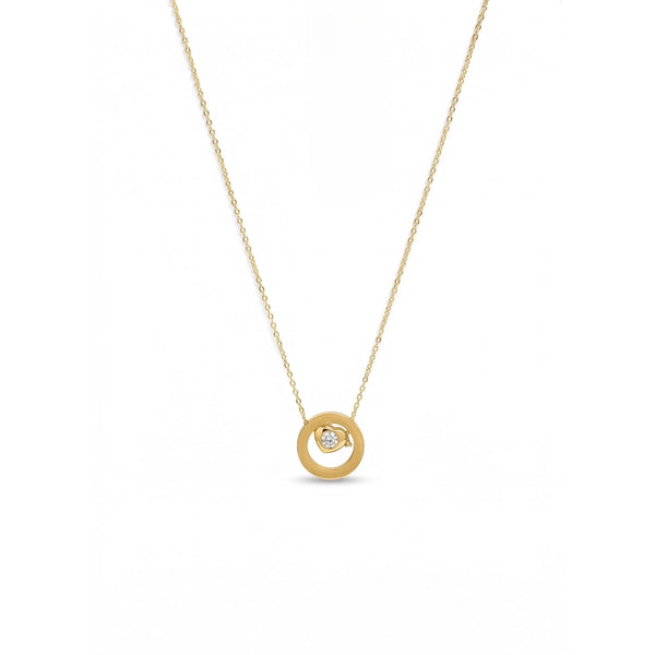 Calastara Circle Ring and Open Heart Crystal Floating Necklace for Women