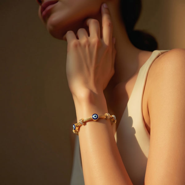 Calastara Nazar Evil Eye Gold Bracelet – Anti Tarnish Minimal Charm Bracelet