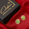 Calastara Vintage Mint Green Cat Eye Stone Stud Earrings for Women