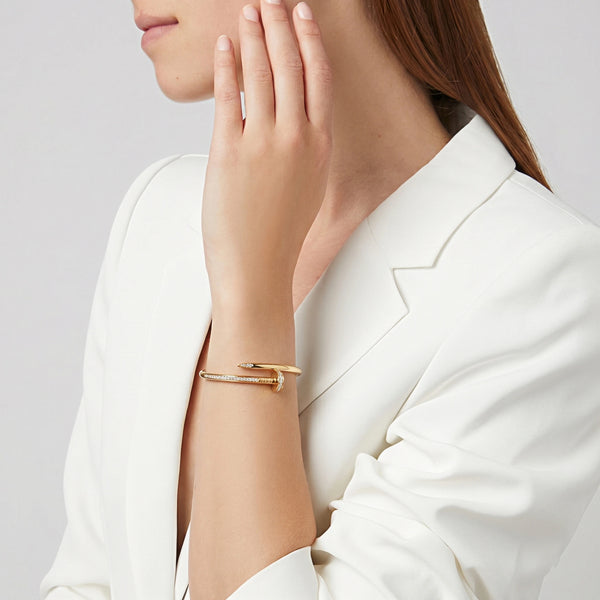 Calastara Luxe Nail Crystal Gold Bracelet for Women