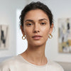 Calastara Interlocking Double Hoop Drop Earrings for Women