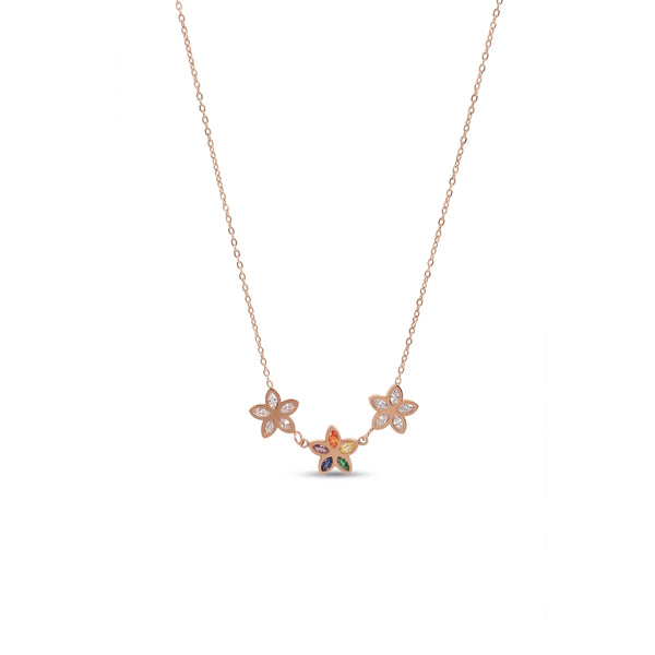 Calastara Bloom Prism Rose Gold Floral Pendant Necklace for Women
