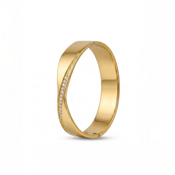 Calastara Luxe Twist Crystal Gold Bracelet for Women