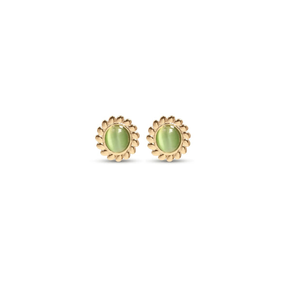 Calastara Vintage Mint Green Cat Eye Stone Stud Earrings for Women