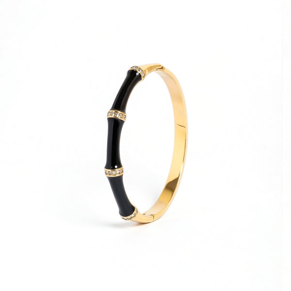 Calastara Noir Bamboo Crystal Gold Bracelet for Women