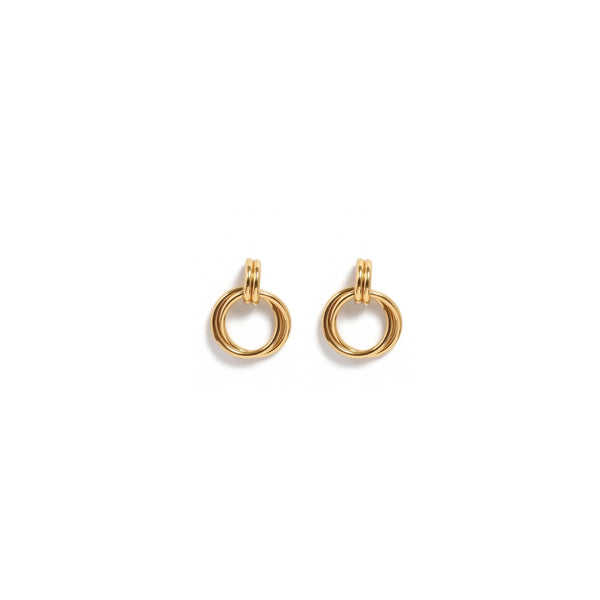 Calastara Interlocking Double Hoop Drop Earrings for Women