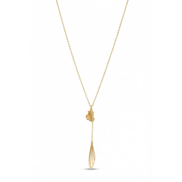 Calastara Golden Butterfly Drop Pendant Necklace for Women