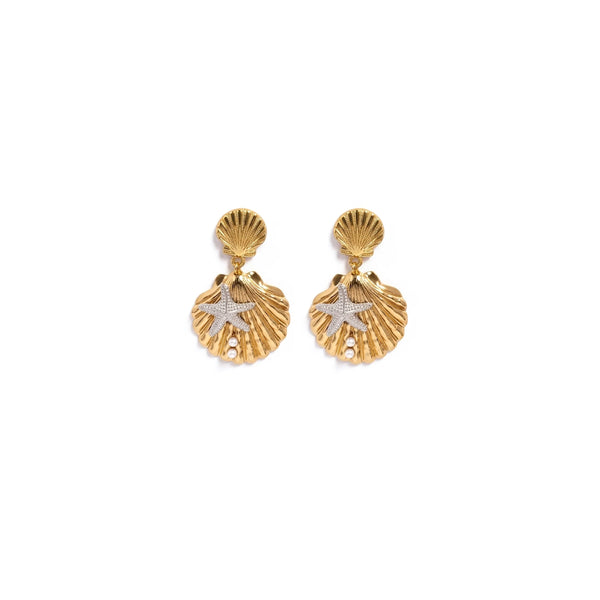 Calastara Ocean Shell & Starfish Drop Earrings for Women