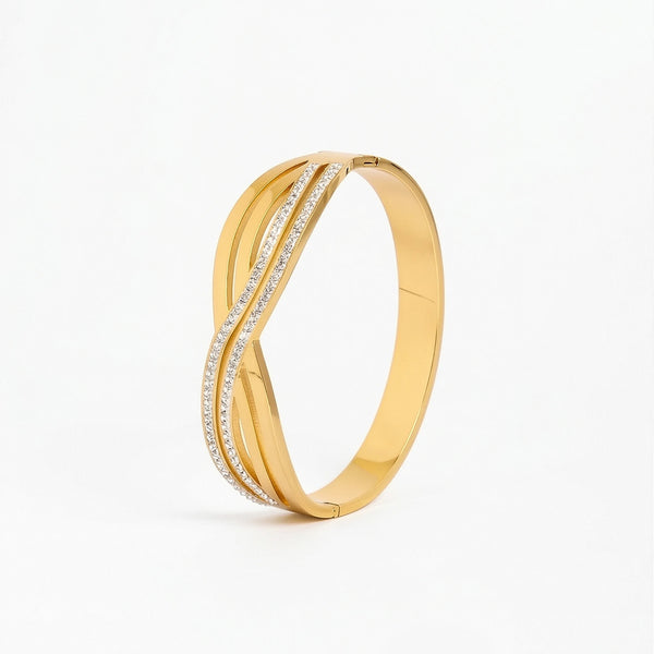 Calastara Infinity Glow Crystal Gold Bracelet for Women
