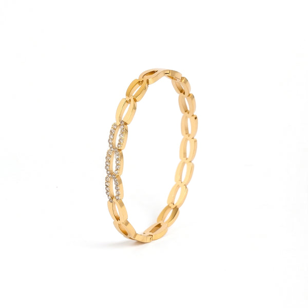 Calastara Linked Elegance Crystal Gold Bracelet for Women