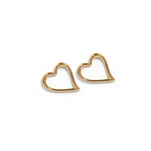 Calastara Open Heart Gold Stud Earrings for Women