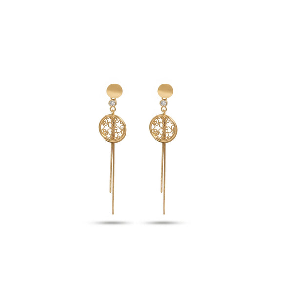 Calastara Celestial Tassel Gold Drop Earrings for Women