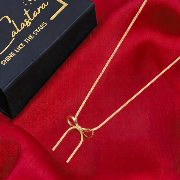 Calastara Luxe Bow Gold Plated Statement Necklace for Women