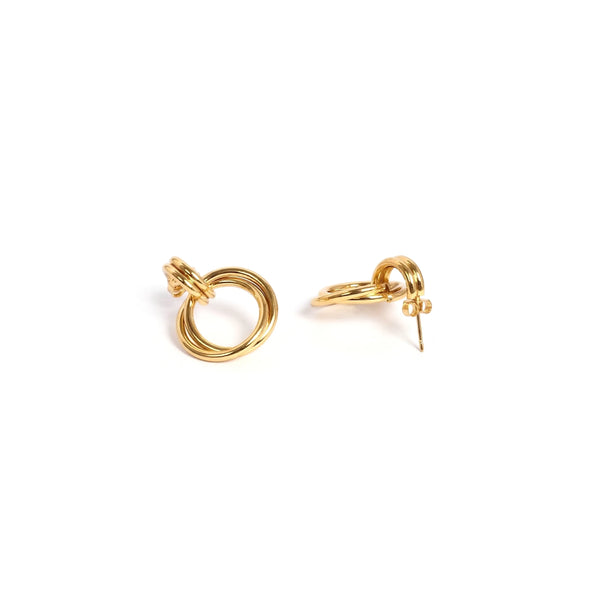 Calastara Interlocking Double Hoop Drop Earrings for Women