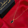 Calastara Emerald-Cut Black Onyx Bezel Pendant Box Chain Necklace for Women