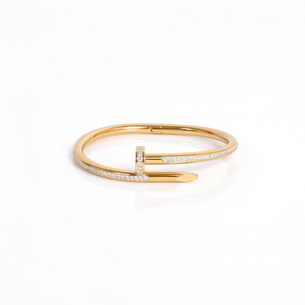 Calastara Luxe Nail Crystal Gold Bracelet for Women