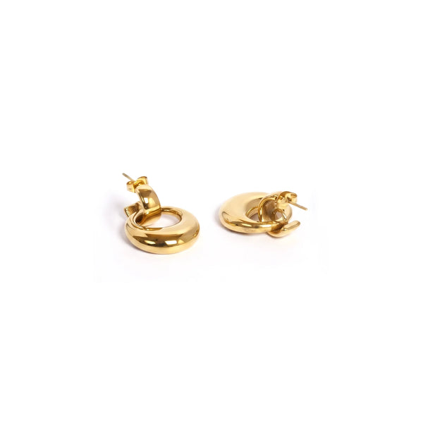 Calastara Luna Loop Gold Drop Earrings for Women