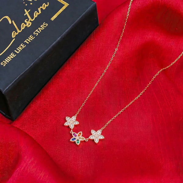 Calastara Bloom Prism Rose Gold Floral Pendant Necklace for Women