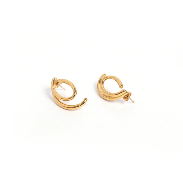 Calastara Luna Double Hoop Gold Earrings for Women
