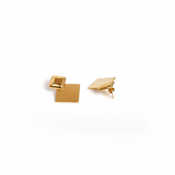Calastara Geo Luxe Gold Stud Earrings for Women