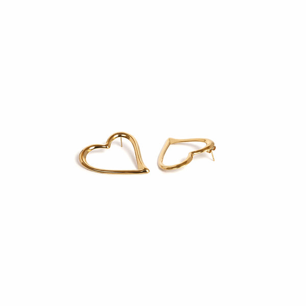 Calastara Open Heart Gold Stud Earrings for Women
