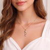 Calastara Pink Heart and Butterfly Crystal Drop Necklace in Gold for Women
