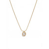 Calastara Emerald-Cut Clear Crystal Bezel Pendant Snake Chain Necklace for Women