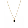Calastara Emerald-Cut Black Onyx Bezel Pendant Box Chain Necklace for Women