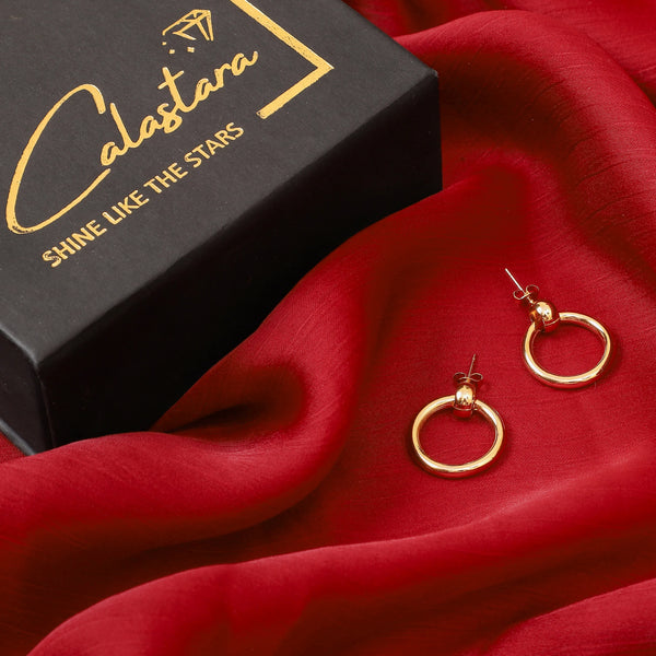 Calastara Minimalist Bold Circle Drop Hoop Earrings for Women