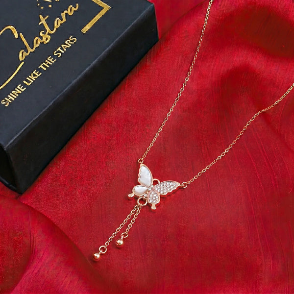 Calastara Flutter Butterfly Rose Gold Pendant Necklace for Women