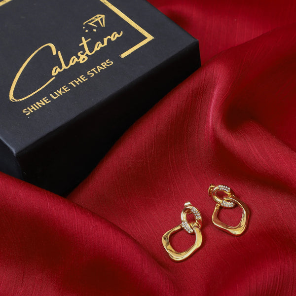 Calastara Luxe Link Anti-Tarnish Gold Earrings