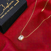 Calastara Emerald-Cut Clear Crystal Bezel Pendant Snake Chain Necklace for Women