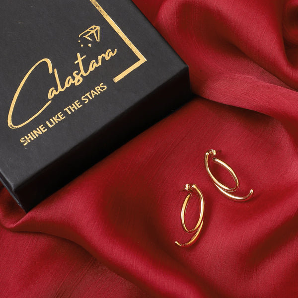 Calastara Luna Double Hoop Gold Earrings for Women