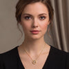Calastara Circle Ring and Open Heart Crystal Floating Necklace for Women