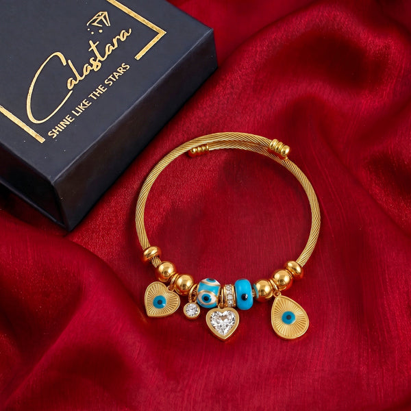 Calastara Evil Eye Charm Gold Bracelet for Women