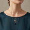 Calastara Rose Gold Geometric Crystal Drop Pendant Necklace for Women