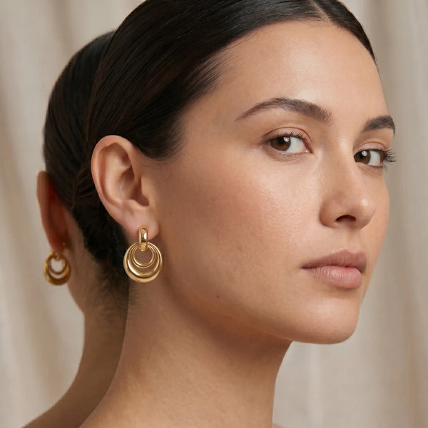 Calastara Luna Loop Gold Drop Earrings for Women